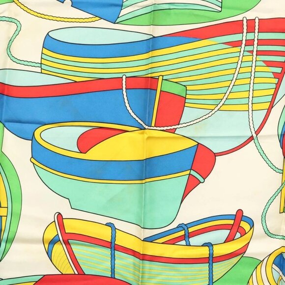 HERMES Carre 90 Scarf ""THALASSA"" Silk Green Auth 142398 - Picture 6 of 14